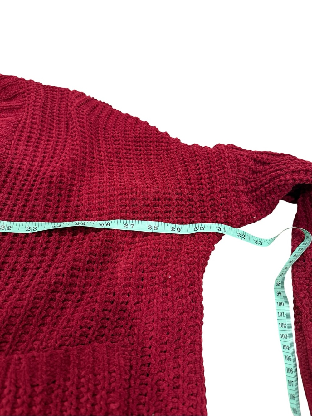 Open-Front Wine Red/Burgundy Knit Cardigan - Picture 3 of 11
